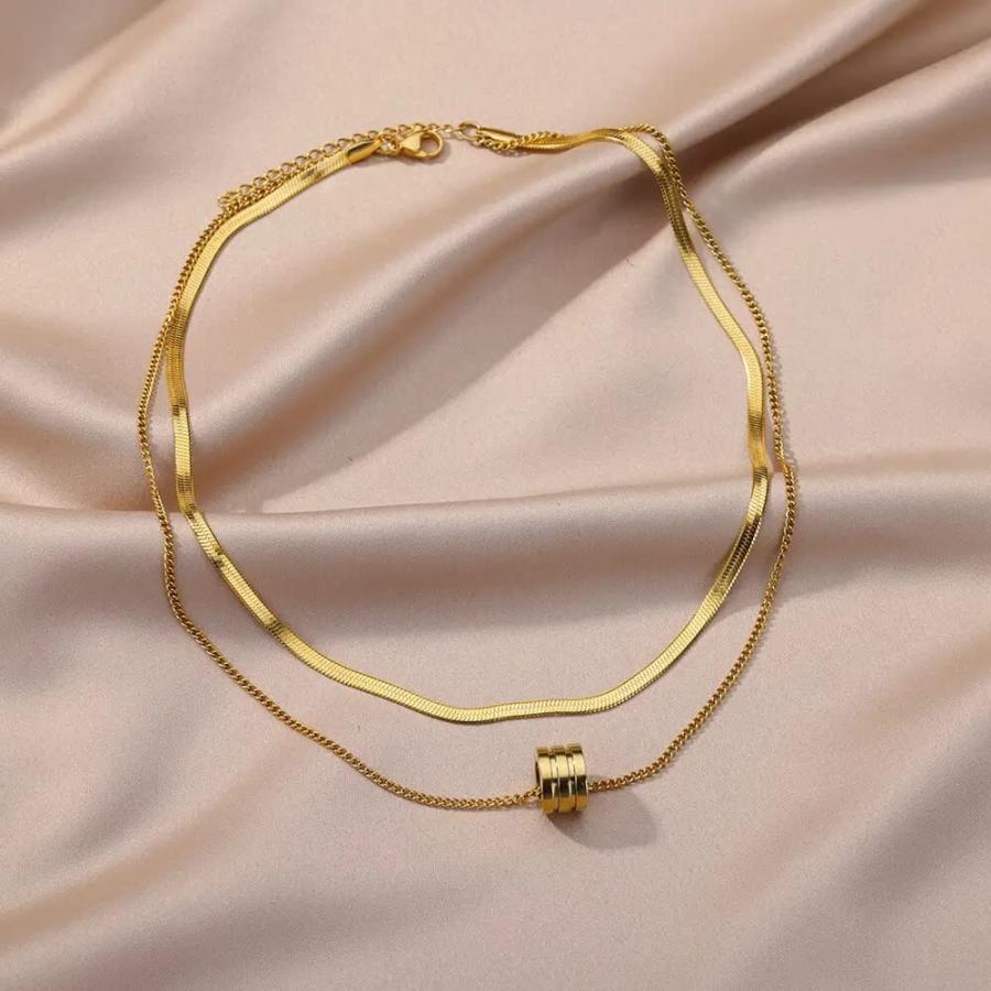 【並行輸入品】18K Gold Plated Snake Chain Necklace Herringbone Necklace Gold Choke