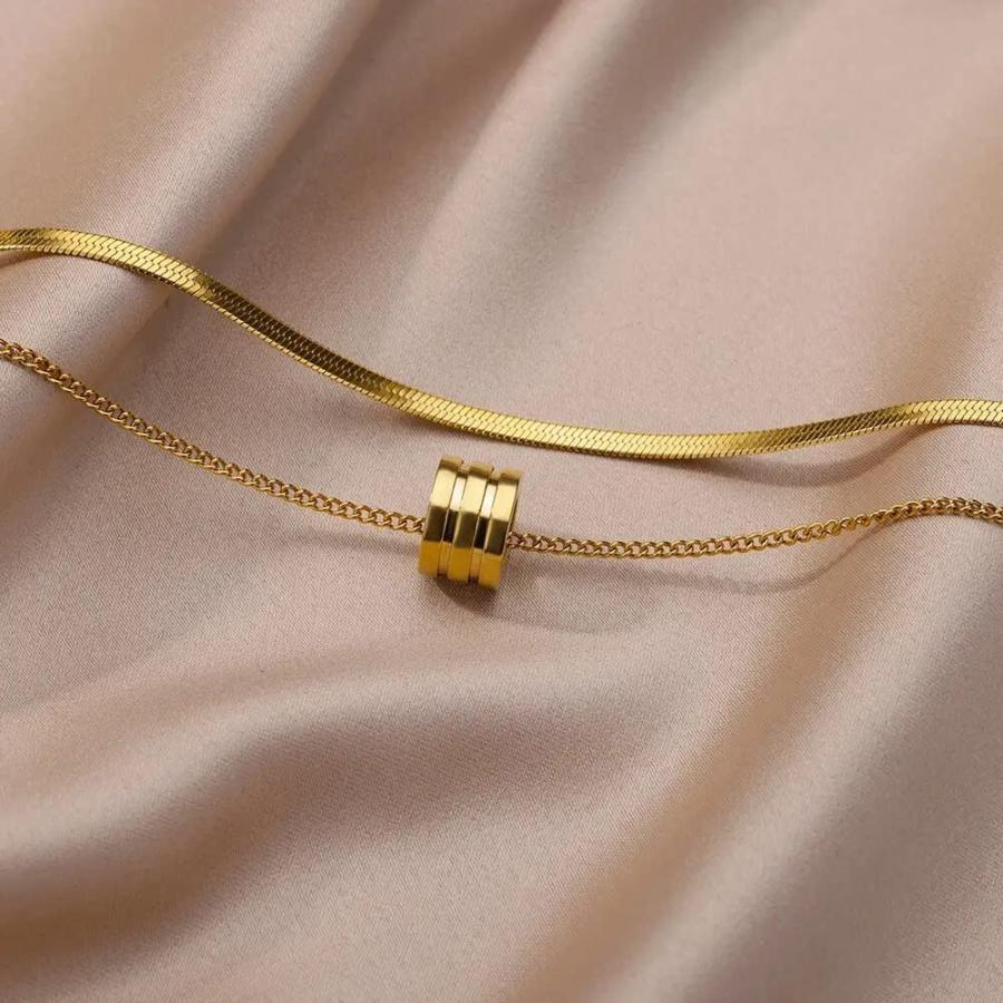 【並行輸入品】18K Gold Plated Snake Chain Necklace Herringbone Necklace Gold Choke