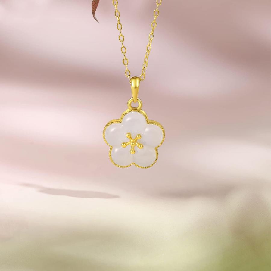 【並行輸入品】[ZHOU LIU FU] 24K ソリッドゴールド ペンダント レディースペンダント24金 ホワイト ネフライト ジェイド ジュエリーの画像