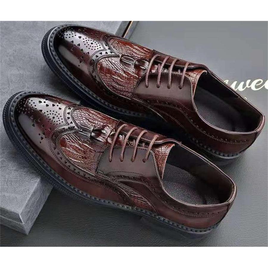 【並行輸入品】PPXID Men's Leather Lace-up Formal Dress Oxfords Shoes Carved Brogueの画像
