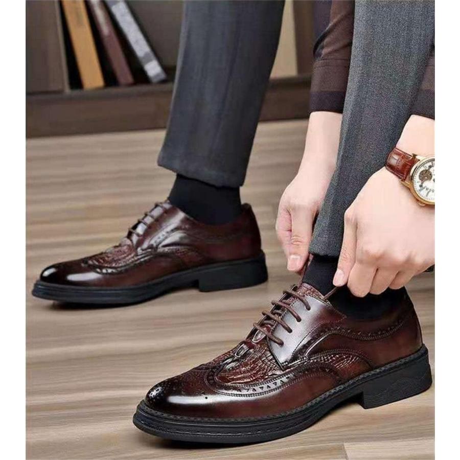 【並行輸入品】PPXID Men's Leather Lace-up Formal Dress Oxfords Shoes Carved Brogueの画像