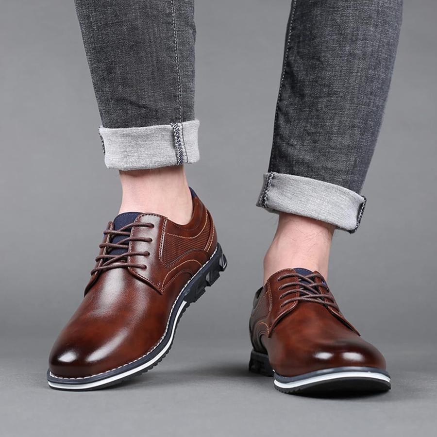 【並行輸入品】Men’s Dress Shoes Casual Oxford Derby Orthopedic Leather Shoes Comfoの画像