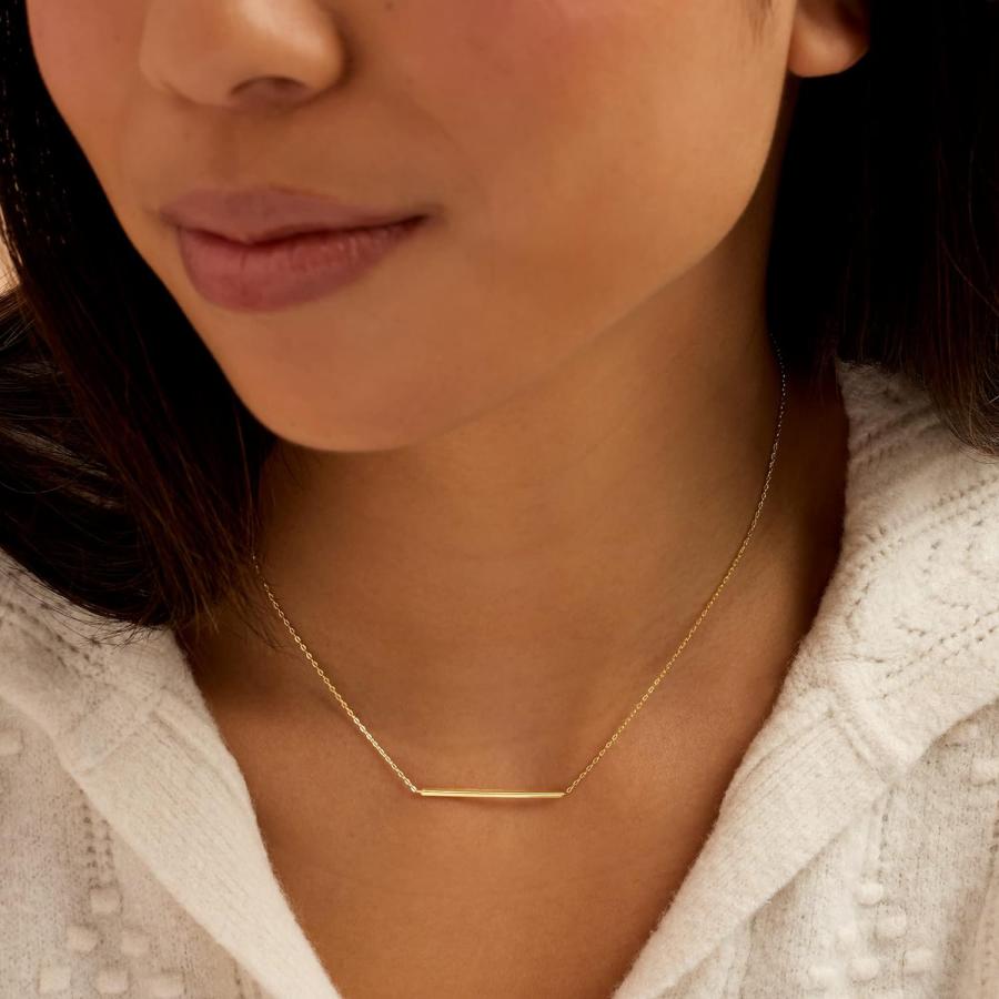 【並行輸入品】RS Pure by Ross-Simons Italian 14kt Yellow Gold Bar Necklace. 16 inc_2