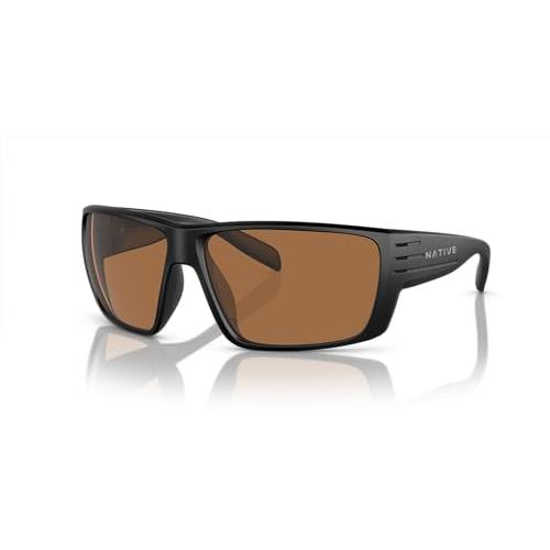 【並行輸入品】Native Man Sunglasses Matte Black Frame, Brown Lenses, 66MMの画像