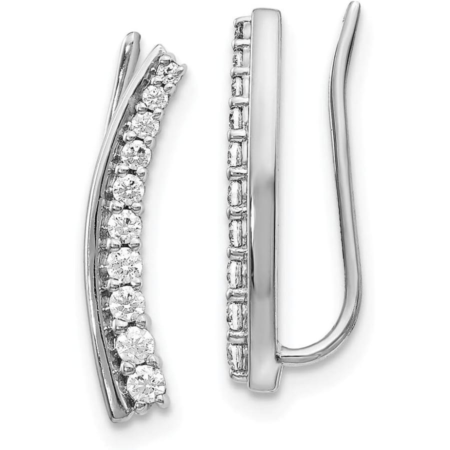 並行輸入品】Diamond2Deal 14K ホワイトゴールド ダイヤモンド イヤー 