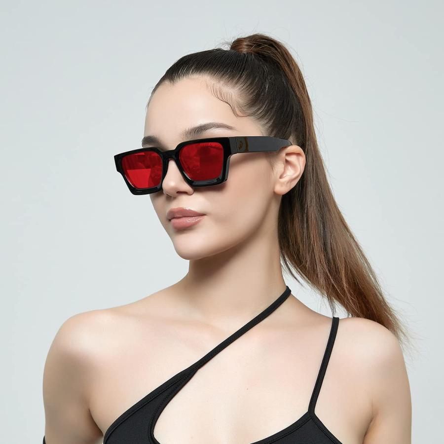 【並行輸入品】GUVIVI Square Sunglasses for Men Women Trendy Thick Frame Sun Glの画像