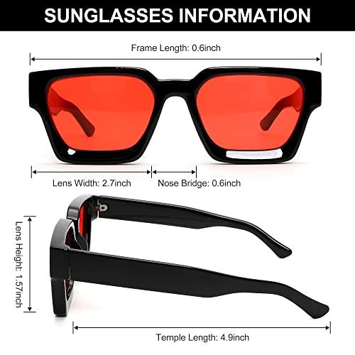 【並行輸入品】GUVIVI Square Sunglasses for Men Women Trendy Thick Frame Sun Glの画像