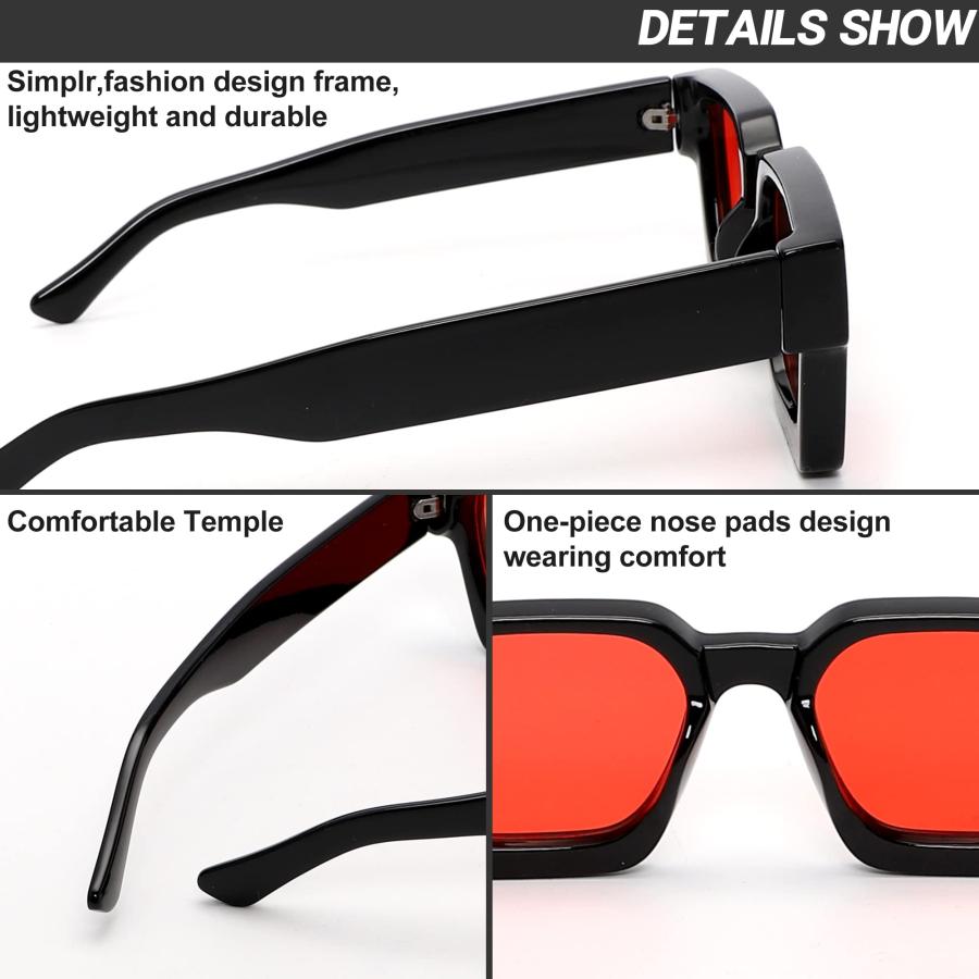 【並行輸入品】GUVIVI Square Sunglasses for Men Women Trendy Thick Frame Sun Glの画像