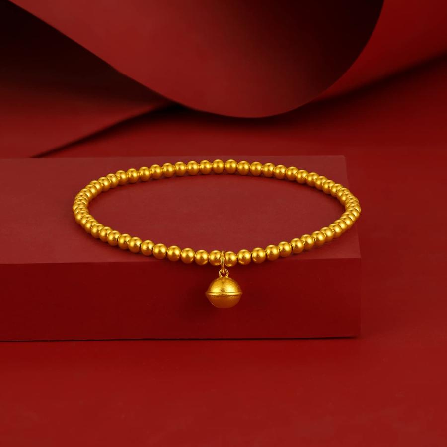【並行輸入品】[ZHOU LIU FU] 24K ソリッドゴールド ブレスレット レディース 24金 ジュエリー チャーム 可憐なフォーチュンの画像