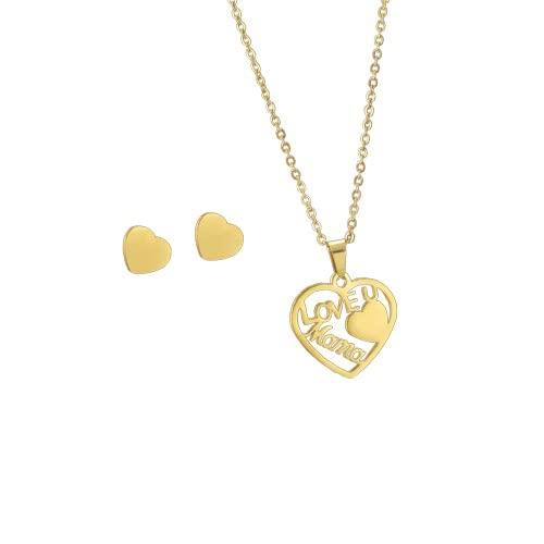 【並行輸入品】BAY BAY UNLIMITED Love U Mama Gold colored Earring and Necklace