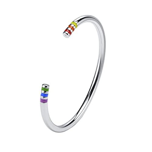 【並行輸入品】LIMSUP Silver Stainless Steel Plain Round Tube Open Cuff Bangle_1