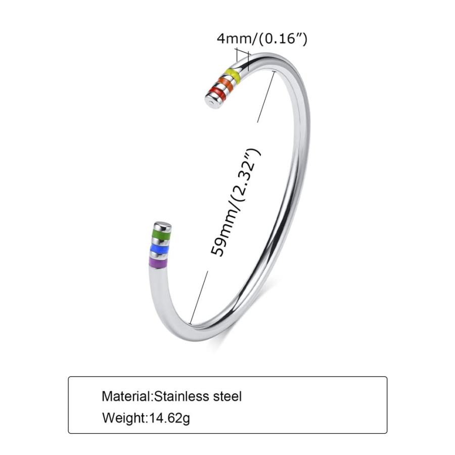 【並行輸入品】LIMSUP Silver Stainless Steel Plain Round Tube Open Cuff Bangle_3