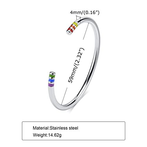 【並行輸入品】LIMSUP Silver Stainless Steel Plain Round Tube Open Cuff Bangle_4