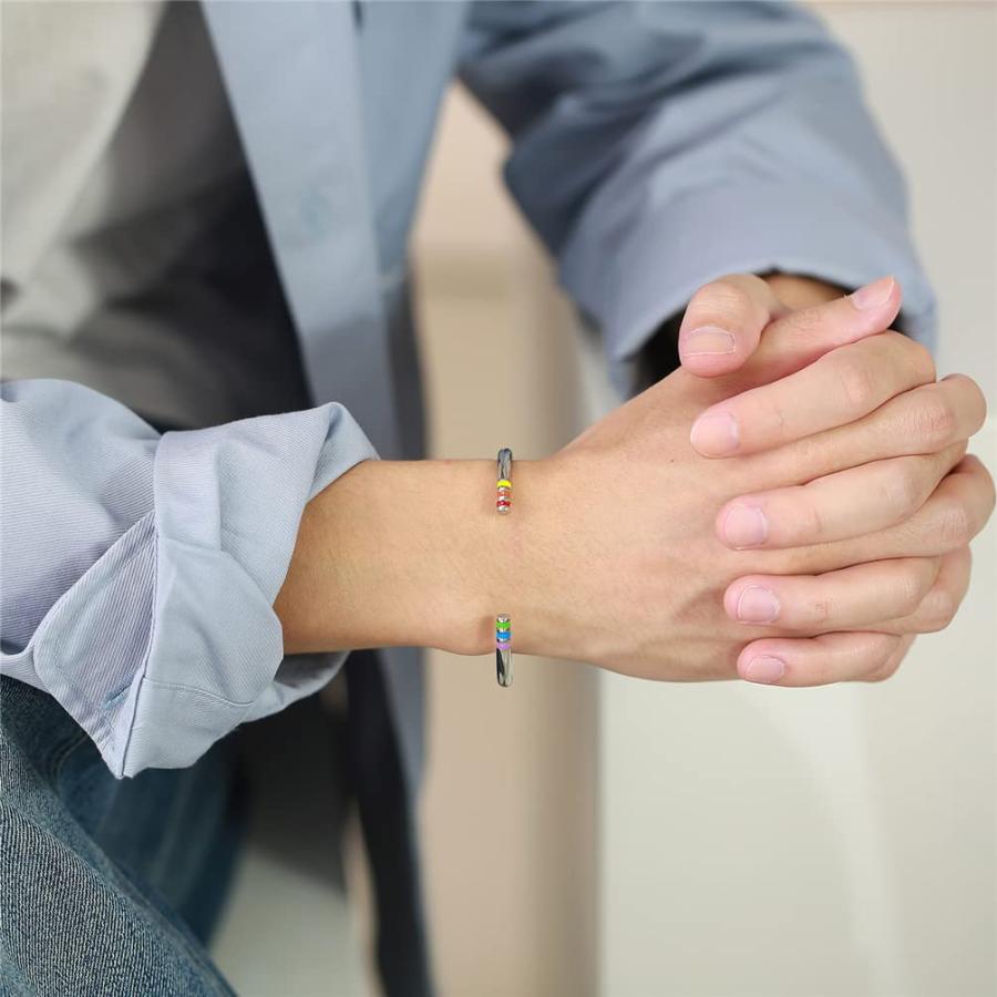 【並行輸入品】LIMSUP Silver Stainless Steel Plain Round Tube Open Cuff Bangle_9