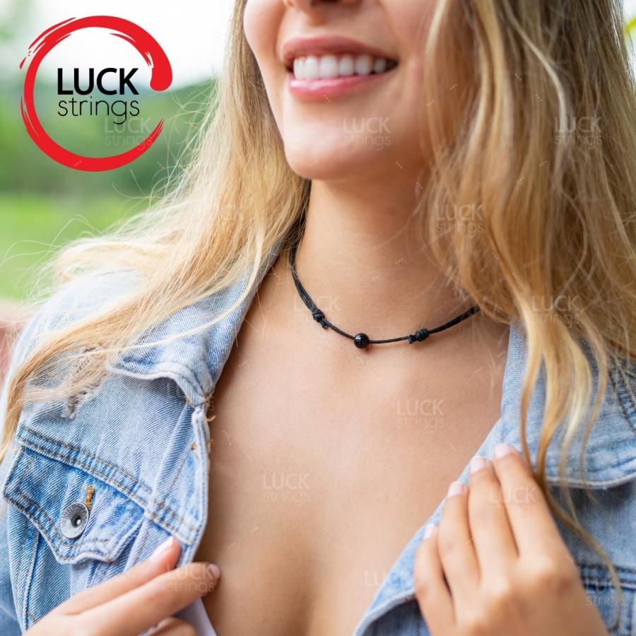 【並行輸入品】Luck Strings ビーズチョーカーネックレス 男女兼用 シンプル ミニマリスト 軽量 調節可能 ビーズコードチョーカー S_2