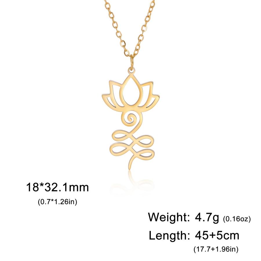 【並行輸入品】kkjoy ロータス Unalome ネックレス ステンレススチール 蓮の花 ヨガ シンボル ドロップ イヤリング インスピレーシの画像