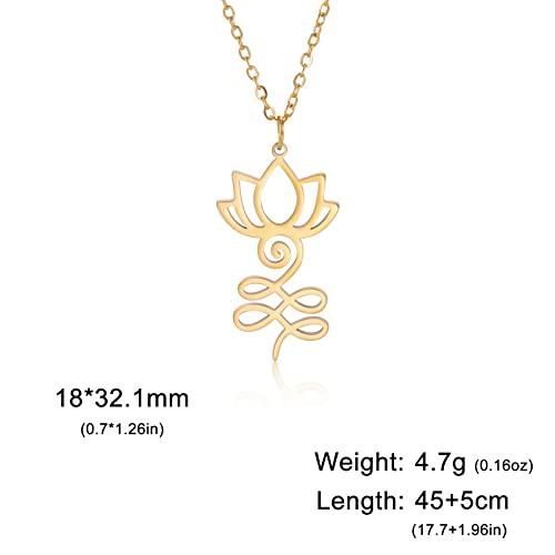 【並行輸入品】kkjoy ロータス Unalome ネックレス ステンレススチール 蓮の花 ヨガ シンボル ドロップ イヤリング インスピレーシの画像