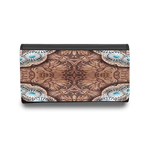 【並行輸入品】Eyeglass Case for Men Womens Turquoise Brown Cowboy Tribal Westeの画像