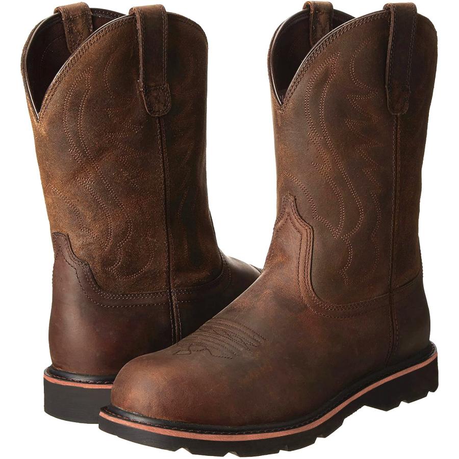 【並行輸入品】Men's Sport Western Boot Embroidered Square Toe Steel Toe Work Bの画像