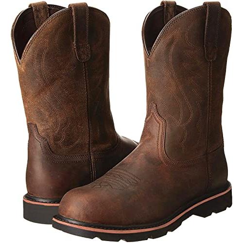 【並行輸入品】Men's Sport Western Boot Embroidered Square Toe Steel Toe Work Bの画像