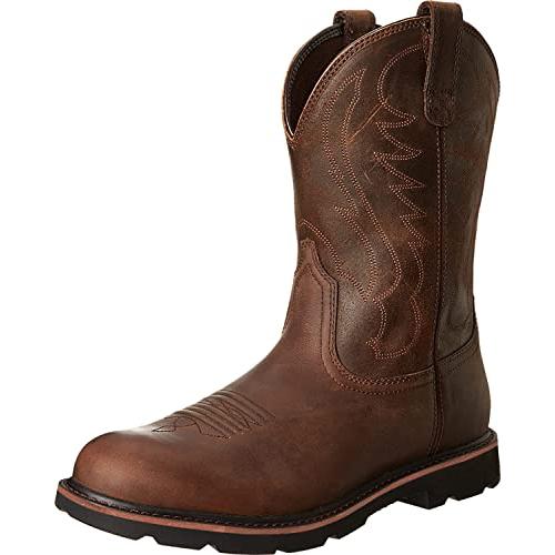 【並行輸入品】Men's Sport Western Boot Embroidered Square Toe Steel Toe Work Bの画像