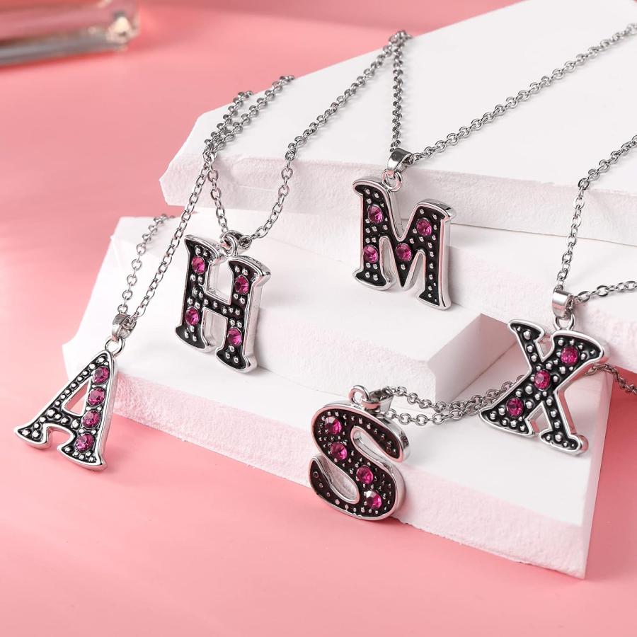 【並行輸入品】Kjiasiw イニシャルネックレス レディース ガールズ A-Z ペンダントネックレス シルバーメッキ キュービックジルコニア ジュエ_2