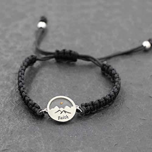 大切な人へのギフト探し Uloveido Black Braided Bracelets with Round Mountain Mustard See 並行輸入品