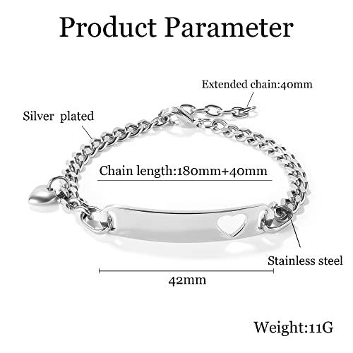 商品を価格比較 shumei Jewelry パーソナライズカスタムIDネームブレスレット ネームプレート 日付刻印 ステンレススチールブレスレッ 並行輸入品