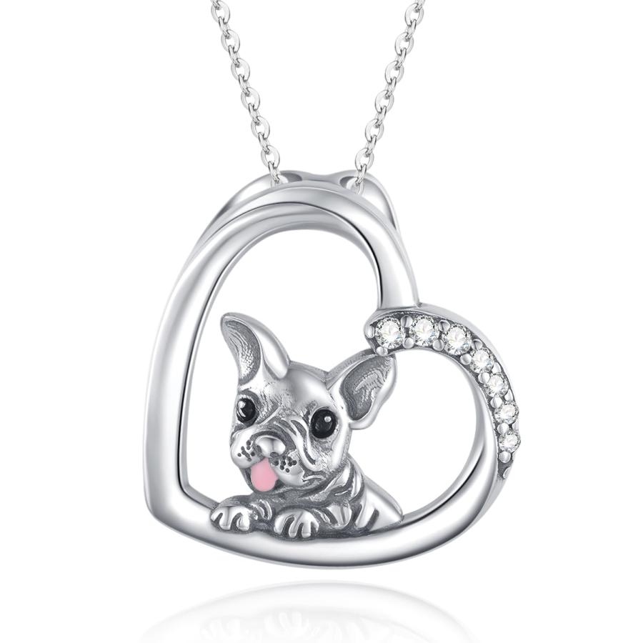 【並行輸入品】JUSTKIDSTOY フレンチブルドッグネックレス 925スターリングシルバー かわいい動物 犬 ペンダントネックレス フレンチ