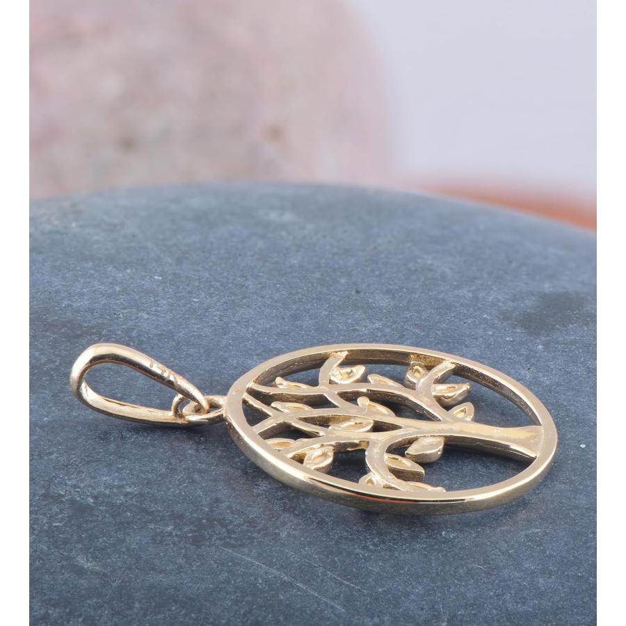 【並行輸入品】Vinali 14K ソリッドイエローゴールド レディース ラウンド ケルトの生命の樹 チャームペンダント 女の子向け 上品な生命の樹ペの画像