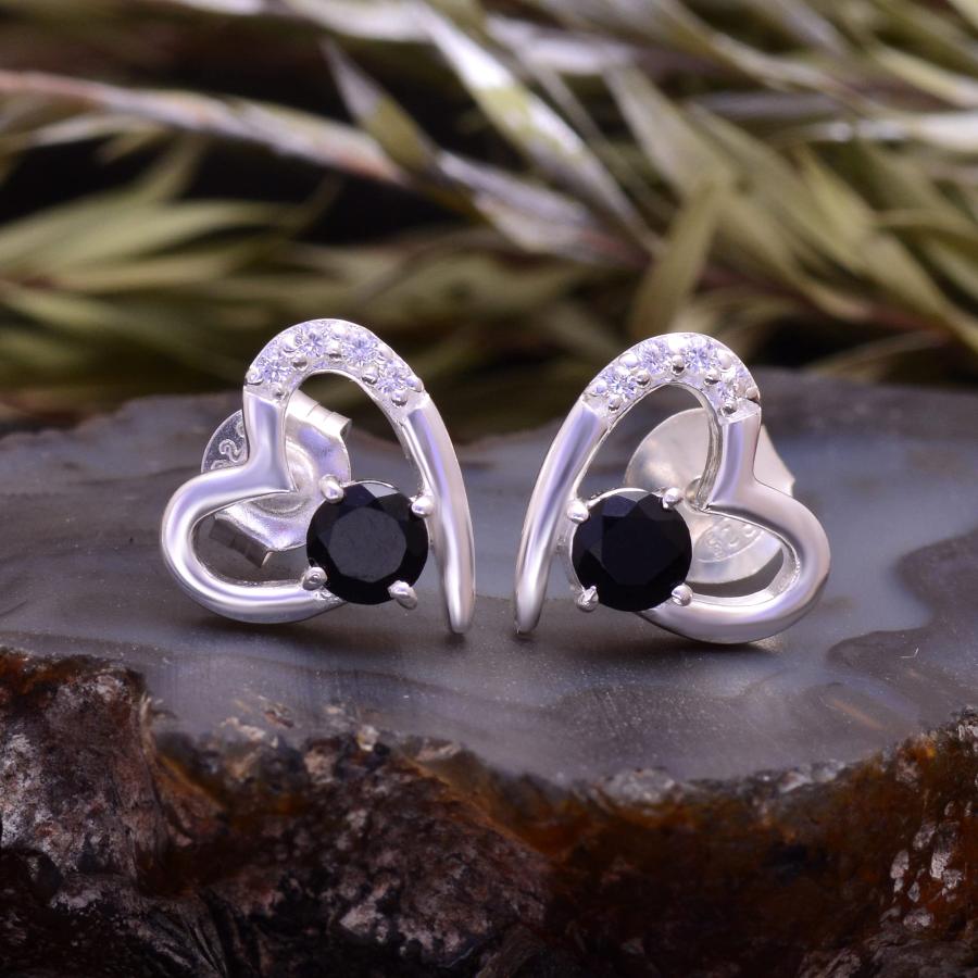 Black Cubic Zirconia Stud Earnings 925 Sterling Silver Stud Earr 並行輸入品｜bestshop-d｜07