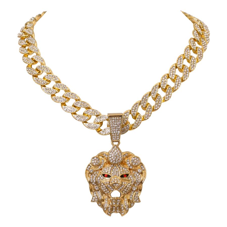 【並行輸入品】ICEDTAG Hip Hop Fully Iced Bling ed Out Gold Plated Jumbo Lion H