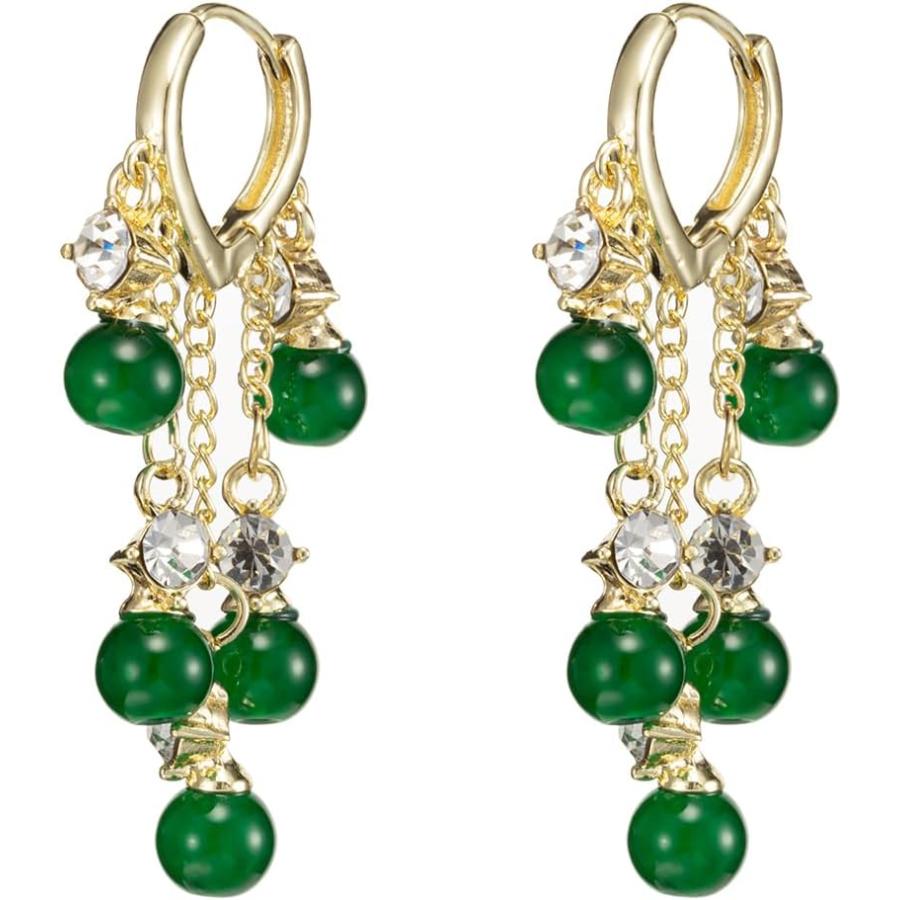 並行輸入品】翡翠タッセルイヤリング キャッツアイストーン