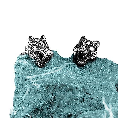 新作の予約販売も。 New 2024 Nordic Viking Wolf Stud Earrings for Men 316L Stainless 並行輸入品