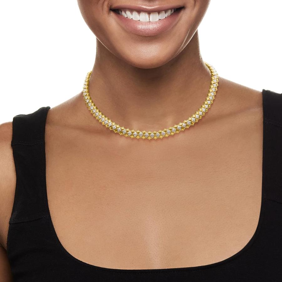 【並行輸入品】Ross-Simons 1.05 ct. t.w.ダイヤモンドチェッカーカラーネックレス 18ktゴールドオーバースターリング ダイア_1