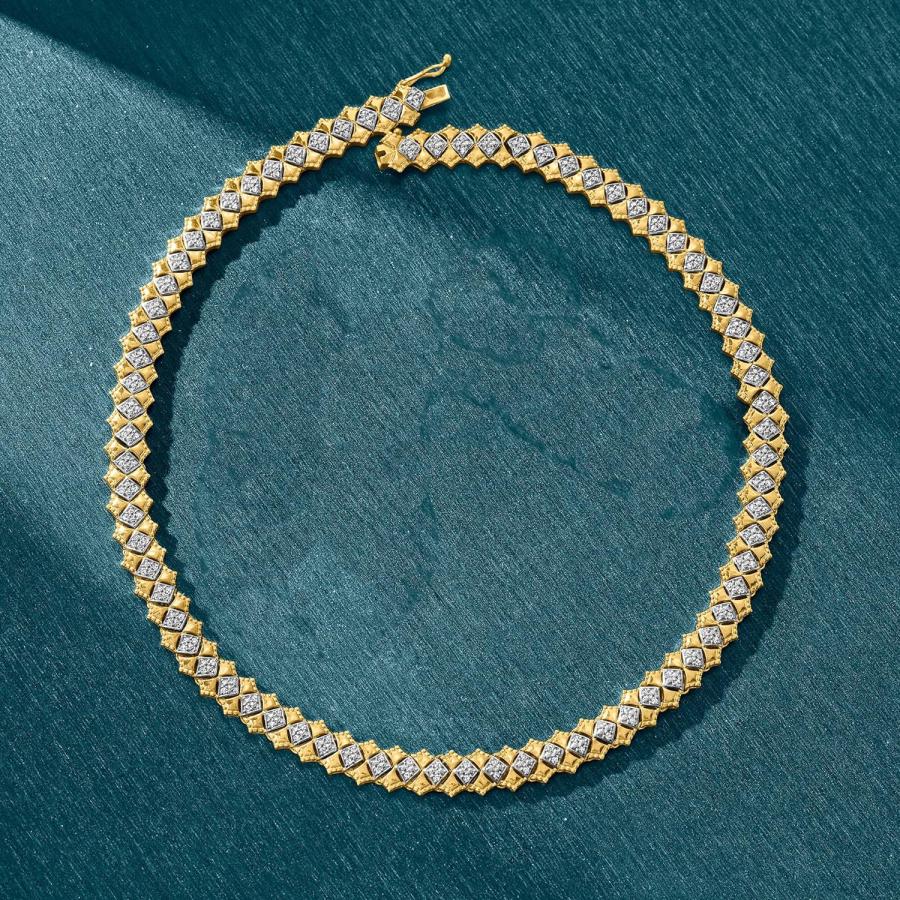 【並行輸入品】Ross-Simons 1.05 ct. t.w.ダイヤモンドチェッカーカラーネックレス 18ktゴールドオーバースターリング ダイア_4