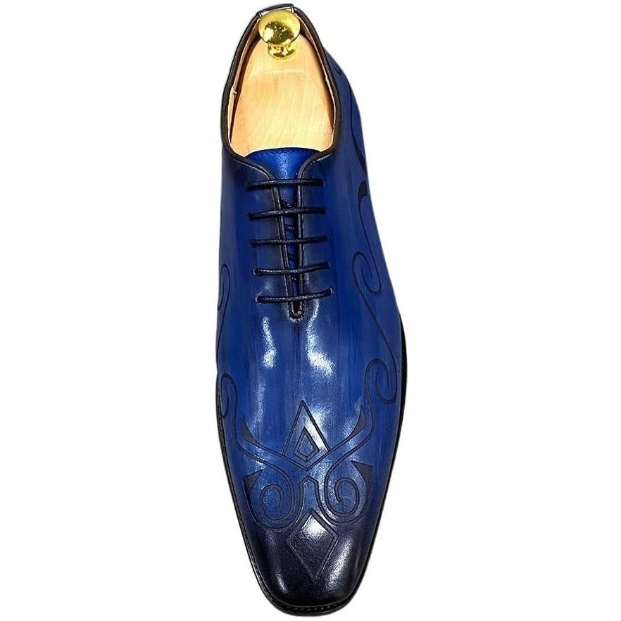【並行輸入品】Rui Landed Men Formal Dress Shoes Pointed Toe Lace Up Hand-Painted Hの画像