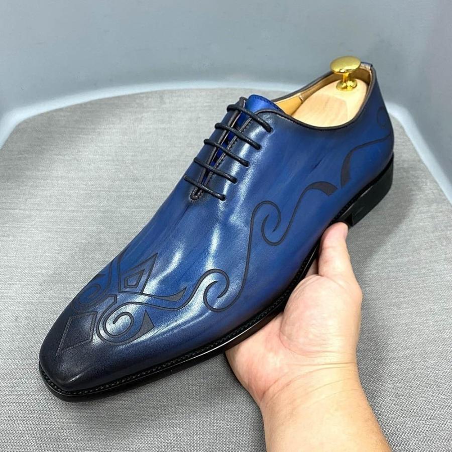 【並行輸入品】Rui Landed Men Formal Dress Shoes Pointed Toe Lace Up Hand-Painted Hの画像
