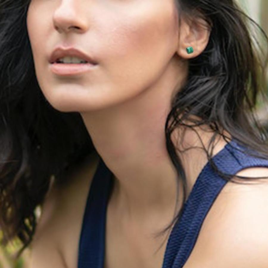 並行輸入品】マラカイトピアス グリーンジェムストーン スタッド