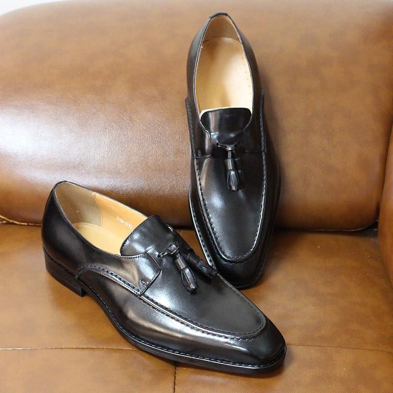 【並行輸入品】Rui Landed Men Formal Dress Shoes Square Toe Hand-Painted Genuine Leの画像