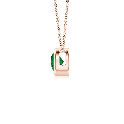 【並行輸入品】Angara Natural Emerald Solitaire Pendant Necklace for Women, Girの画像