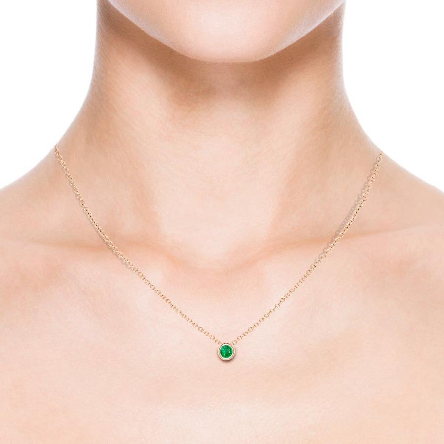 【並行輸入品】Angara Natural Emerald Solitaire Pendant Necklace for Women, Girの画像