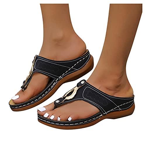 【並行輸入品】Arch Support Flip Flops Orthopedic Sandals Chunky Heel Sandals Bの画像