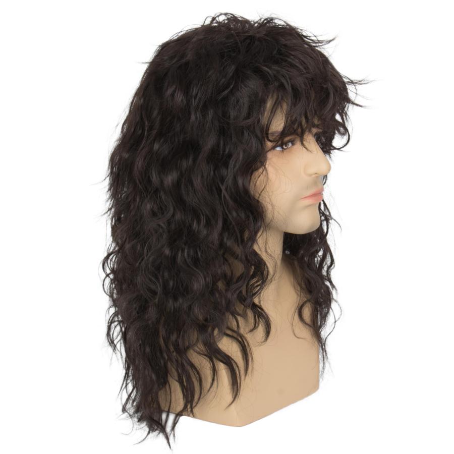 miss u hair 80s Punk Wig Long Curly Brown Wig Men Heavy Metal Pa 並行輸入品｜bestshop-d｜07