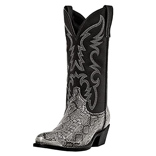 【並行輸入品】Cowboy Boots For Men Wide Calf Mid Cylinder Embroidered Pointedの画像