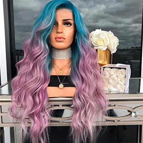 【並行輸入品】Long Pink Full Wavy Hair Synthetic Purple Women Curly Straight W_7