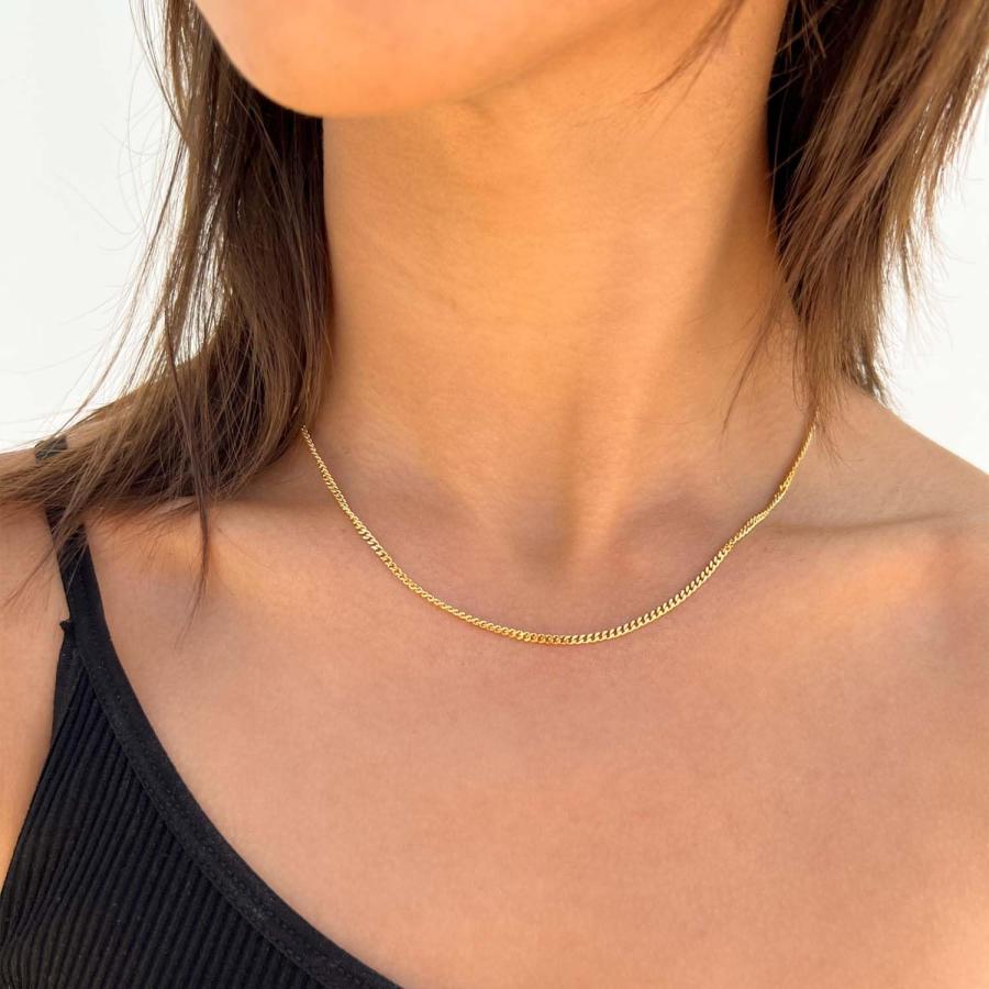 【並行輸入品】Get Back Necklaces Gold Curb Chain 14k Gold Plated Stainless Steel_1