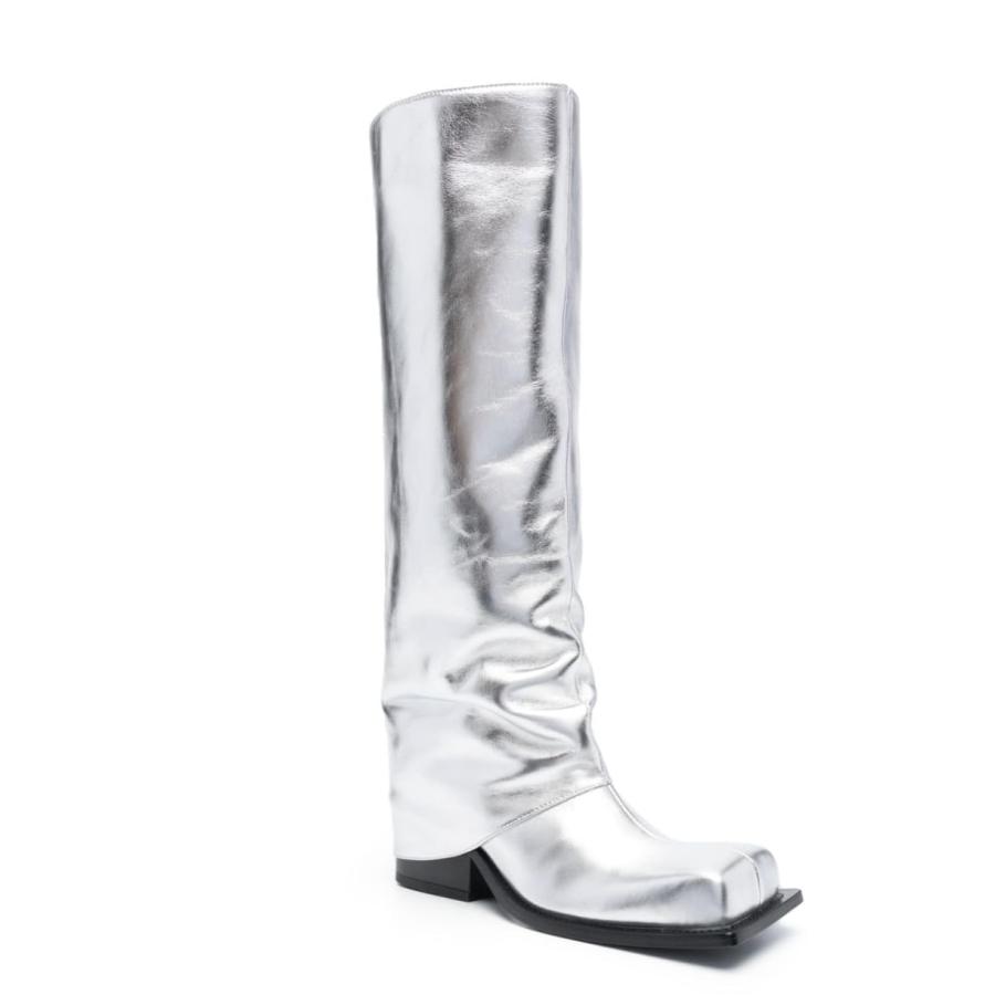 【並行輸入品】Arqa Women's Fold Over Knee High Boots Square Toe Chunky Heel Meの画像