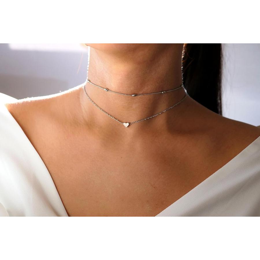 【並行輸入品】Kyerlyn シルバーネックレス レディース かわいいシルバーキューバビーズネックレス 上品なシルバーネックレス シンプルなシルバーチ_1