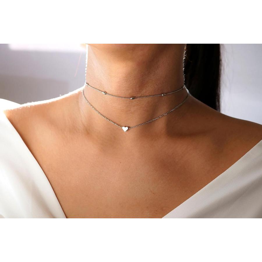 【並行輸入品】Kyerlyn シルバーネックレス レディース かわいいシルバーキューバビーズネックレス 上品なシルバーネックレス シンプルなシルバーチ_2